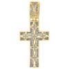 10K Yellow Gold Round & Princess Diamond Cross Pendant 2" Concave Charm 1.62 ct.