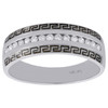 14K White Gold Channel Set Round Diamond Greek Key Wedding Band 7mm Ring 1/4 CT.