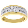 10K Two Tone Gold Diamond 9mm Staggered Wedding Band Channel Set Ring 1/2 CT.