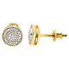 10K Yellow Gold Round Diamond Milgrain Circle Pave Studs 7.5mm Earrings 0.15 Ct.