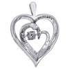 Sterling Silver & Dancing Diamond Double Heart Frame Pendant 1" Charm 0.03 CT.