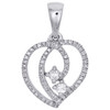 10K White Gold Diamond Intertwine Two Stone Hearts Together Pendant Charm 1/6 CT