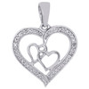 Sterling Silver & Genuine Diamond Triple Heart Frame Pendant 0.95" Charm 1/8 CT.