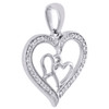 Sterling Silver & Genuine Diamond Triple Heart Frame Pendant 0.95" Charm 1/8 CT.