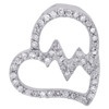 10K White Gold Diamond Tilted Heart Pendant 0.50" Heartbeat Slide Charm 1/6 CT.