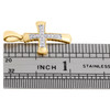 10K Yellow Gold Real Diamond Cross Pendant 1" Dome Milgrain Border Charm 1/10 CT