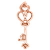 10K Rose Gold Genuine Diamond Key To The Heart Pendant Royal Slide Charm 1/5 CT.