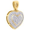 10K Yellow Gold Real Diamond Double Frame Heart Design Pendant Pave Charm 1/6 CT