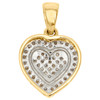 10K Yellow Gold Real Diamond Double Frame Heart Design Pendant Pave Charm 1/6 CT