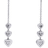 10K White Gold Diamond Triple Dangling Heart Threader Earrings 2.40" | 1/5 CT.