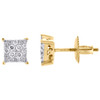 10K Yellow Gold Real Diamond Sqaure Cluster 4 Prong Studs 5.25mm Earrings 1/4 CT