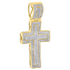 10K Yellow Gold Diamond Cross Concave Outline Pendant 1.95" Mens Charm 1/2 Ct