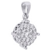 10K White Gold Genuine Round Diamond 4 Prong Cluster Pendant 0.70" Charm 1/2 CT.