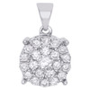 10K White Gold Genuine Round Diamond 4 Prong Cluster Pendant 0.75" Charm 1 CT.