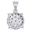 10K White Gold Genuine Round Diamond 4 Prong Cluster Pendant 0.75" Charm 1 CT.