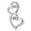 10K White Gold Dancing Diamond Double Heart Frame Pendant 0.85" Charm 1/4 CT.