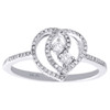 10K White Gold Two Stone Solitaire Diamond Heart Right Hand Cocktail Ring 1/5 Ct