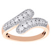 10K Rose Gold Graduated Diamond Bypass Designer Right Hand Cocktail Ring 1/2 Ct.