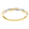 10K Yellow Gold Ladies Diamond Braided Stackable Knot Right Hand Ring 1/12 Ct.