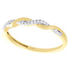 10K Yellow Gold Ladies Diamond Braided Stackable Knot Right Hand Ring 1/12 Ct.