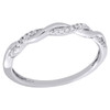 10K White Gold Ladies Diamond Braided Stackable Twisted Right Hand Ring 1/12 Ct.