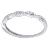 10K White Gold Ladies Diamond Braided Stackable Twisted Right Hand Ring 1/12 Ct.