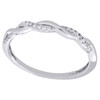 10K White Gold Ladies Diamond Braided Stackable Twisted Right Hand Ring 1/12 Ct.