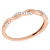 10K Rose Gold Ladies Diamond Braided Stackable Twisted Right Hand Ring 1/12 Ct.