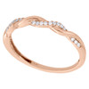 10K Rose Gold Ladies Diamond Braided Stackable Twisted Right Hand Ring 1/12 Ct.