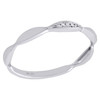 10K White Gold Pave Diamond Contour Stackable Right Hand Promise Ring 0.02 Ct.