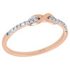 10K Rose Gold Diamond Infinity Love Knot Stackable Right Hand Ring 1/10 Ct.