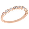 10K Rose Gold Prong Set Round Diamond Milgrain Stackable Right Hand Ring 1/8 Ct