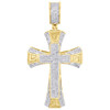 10K Yellow Gold Diamond Cross Designer Tier Pendant 2" Men's Pave Charm 0.51 CT.