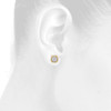 10K Yellow Gold Diamond 3D Fluted Edge Flower Cluster Studs 7mm Earrings 1/2 CT.