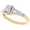 10K Yellow Gold Ladies Round Diamond Halo Split Shank Engagement Ring 0.25 Ct.
