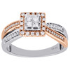 10K Two Tone Gold Ladies Round Diamond Criss Cross Halo Engagement Ring 0.38 Ct.