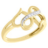 10K Yellow Gold Diamond Double Open Heart Love Right Hand Cocktail Ring 1/20 Ct.