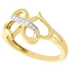 10K Yellow Gold Diamond Double Open Heart Love Right Hand Cocktail Ring 1/20 Ct.