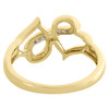 10K Yellow Gold Diamond Double Open Heart Love Right Hand Cocktail Ring 1/20 Ct.