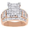 14K Rose Gold Princess & Baguette Cut Diamond Rectangle Engagement Ring 2 Ct.