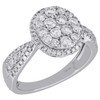 14K White Gold Round Diamond Cluster Oval Halo Flower Engagement Ring 1 Ct.