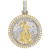 10K Yellow Gold Round Diamond Lady Liberty Medallion Pendant 2.15" Charm 3.76 CT