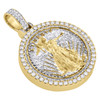 10K Yellow Gold Round Diamond Lady Liberty Medallion Pendant 2.15" Charm 3.76 CT