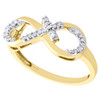 10K Yellow Gold Diamond Sideways Cross + Infinity Love Right Hand Ring 1/10 Ct.