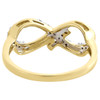 10K Yellow Gold Diamond Sideways Cross + Infinity Love Right Hand Ring 1/10 Ct.
