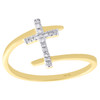10K Yellow Gold Round Diamond Sideways Cross Right Hand Fashion Ring 1/12 Ct.