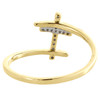 10K Yellow Gold Round Diamond Sideways Cross Right Hand Fashion Ring 1/12 Ct.