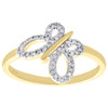 10K Yellow Gold Round Diamond Sideways Butterfly Right Hand Cocktail Ring 1/6 Ct