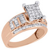 10K Rose Gold Princess & Baguette Cut Diamond Rectangle Engagement Ring 1 Ct.