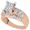 10K Rose Gold Princess & Baguette Cut Diamond Rectangle Engagement Ring 1 Ct.